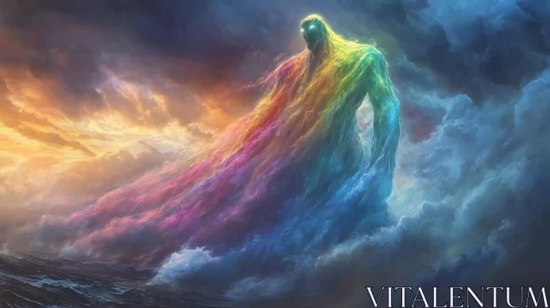 AI ART Rainbow Figure in the Clouds