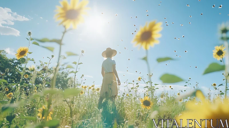 AI ART Woman in Sunflower Meadow