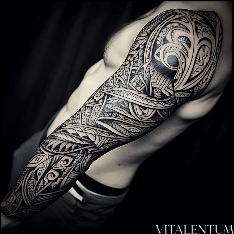 AI ART Detailed Tribal Arm Tattoo Art