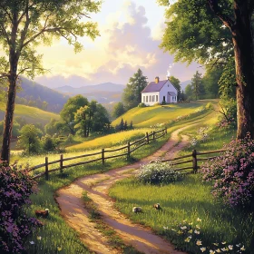 Idyllic Countryside Home Scene