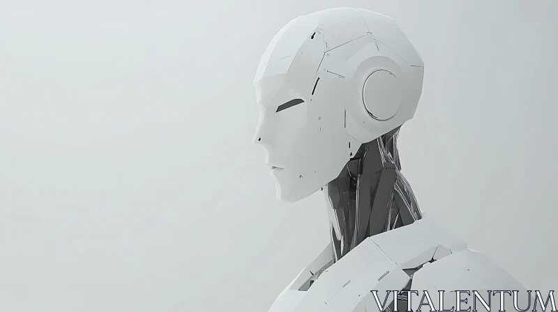 Sleek Human-Like Cyborg in White AI Image