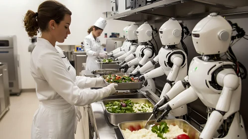 Future Kitchen with Robot Chefs