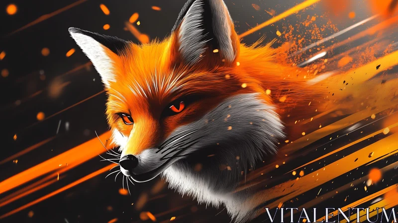 AI ART Intense Fox Gaze in Orange and Black