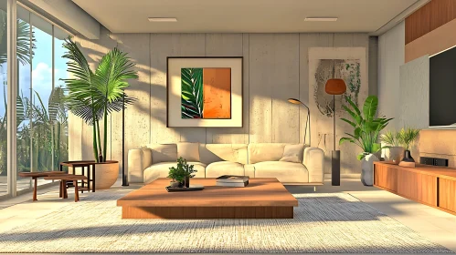 Sunlit Minimalist Living Space