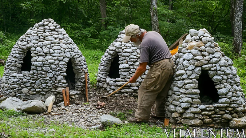 Handcrafted Stone Dwellings AI Image