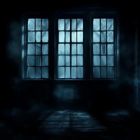 Mysterious Dark Room with Foggy Windows