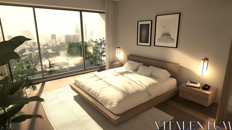 AI ART Minimalist Bedroom Interior Design