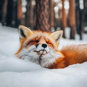 Serene Fox Portrait in Snowy Woods