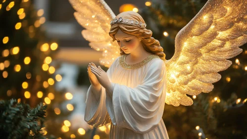 Glowing Angel in Prayerful Stance