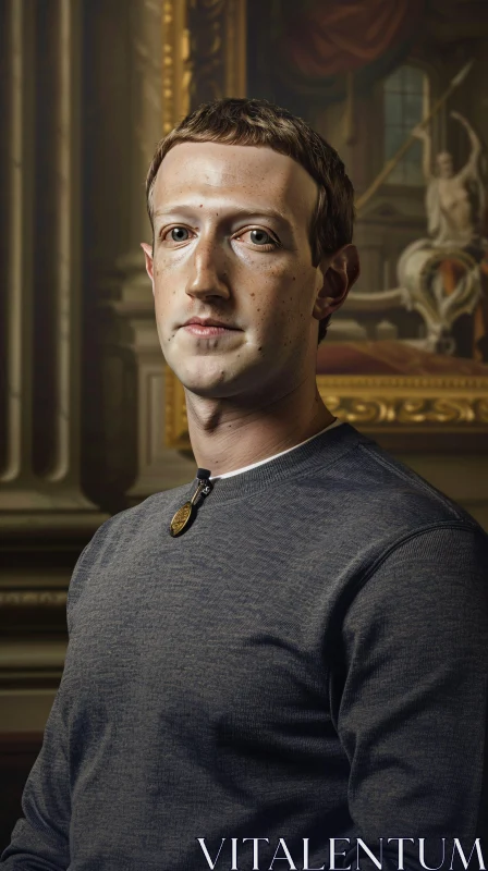 Mark Zuckerberg in an Elegant Room AI Image