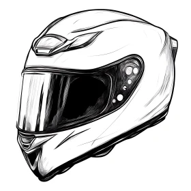 Monochrome Moto Helmet Artistic Rendering