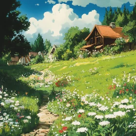 Peaceful Cottage in a Flower Meadow