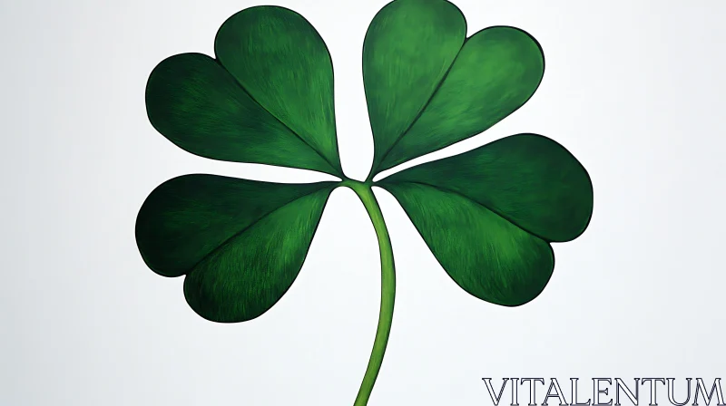 AI ART Lucky Four-Leaf Clover Against White Backdrop