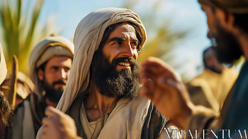 Smiling Man with Head Covering AI Image