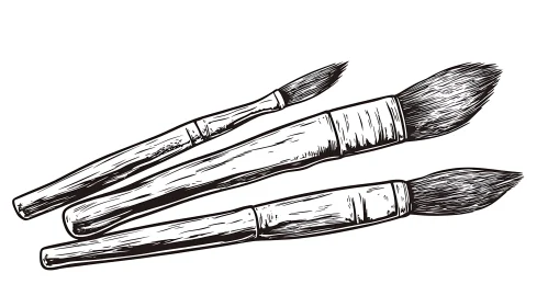 Monochromatic Art of Paintbrushes