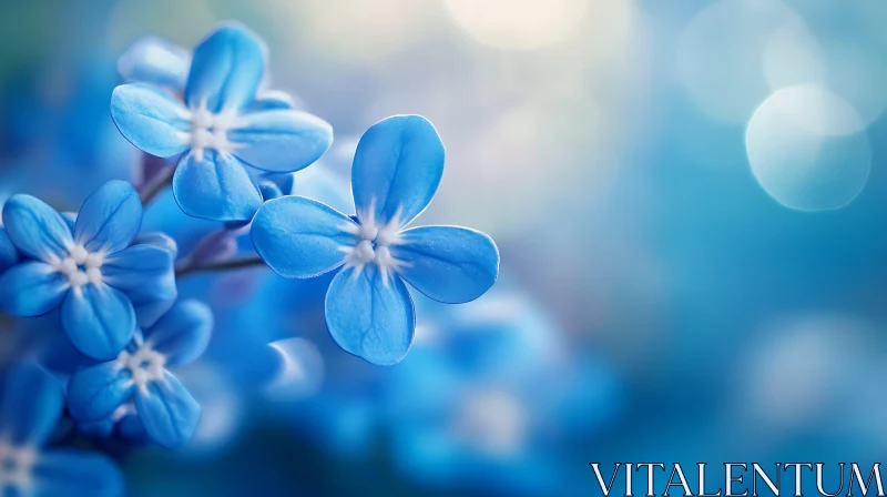 Macro Photography of Blue Flowers AI Image