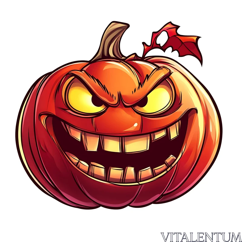 AI ART Grinning Halloween Pumpkin Character