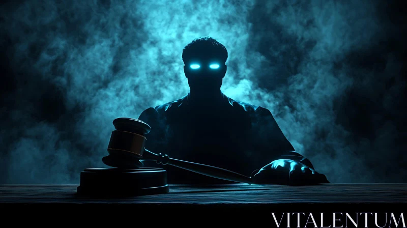 Mysterious Judge Silhouette with Gavel AI Image