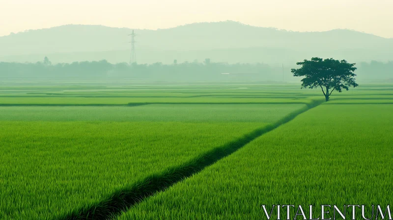 AI ART Lush Rice Field Landscape