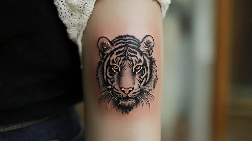 Intricate Tiger Tattoo on Upper Arm