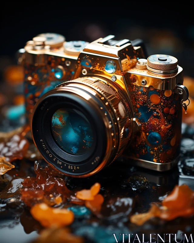 AI ART Decorative Vintage Camera with Abstract Patterns