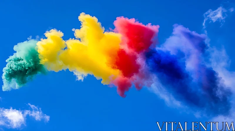 Colorful Smoke in Azure Sky AI Image