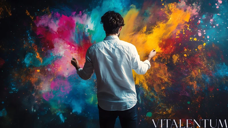 Man Painting Abstract Colorful Art AI Image