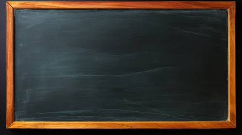 Blank School Chalkboard with Wooden Frame on Black Background