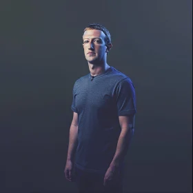 Mark Zuckerberg Portrait in Blue T-Shirt