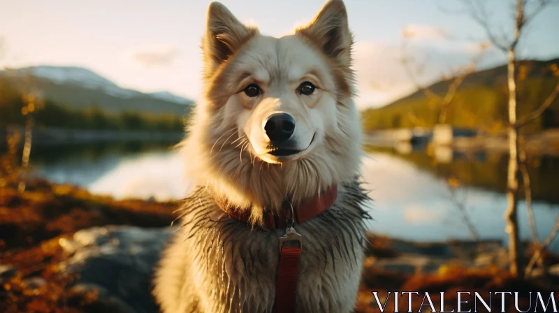 Captivating Canine Adventure: Dog by the Lake AI Image