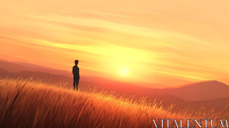 AI ART Sunset Silhouette: A Peaceful Reflection