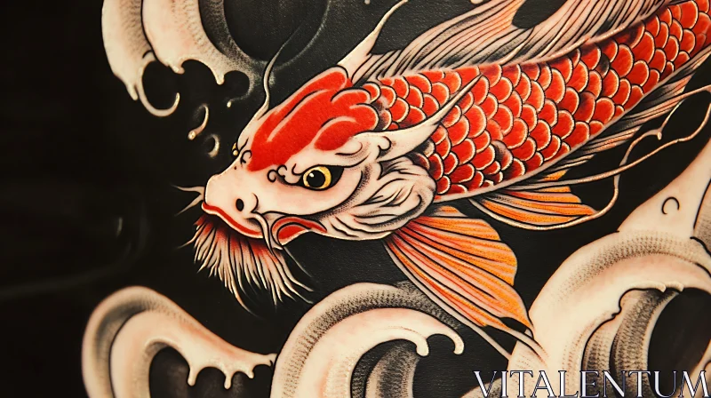 Detailed Koi Fish Tattoo with Bold Colors AI Image