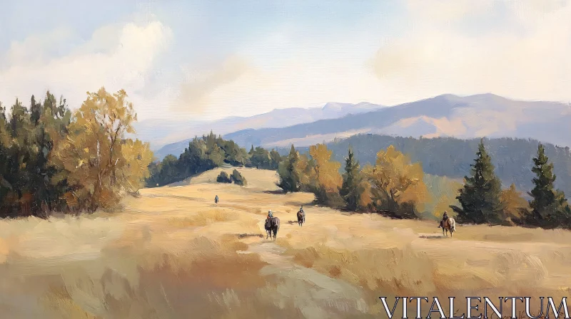 AI ART Riders in a Mountainous Landscape