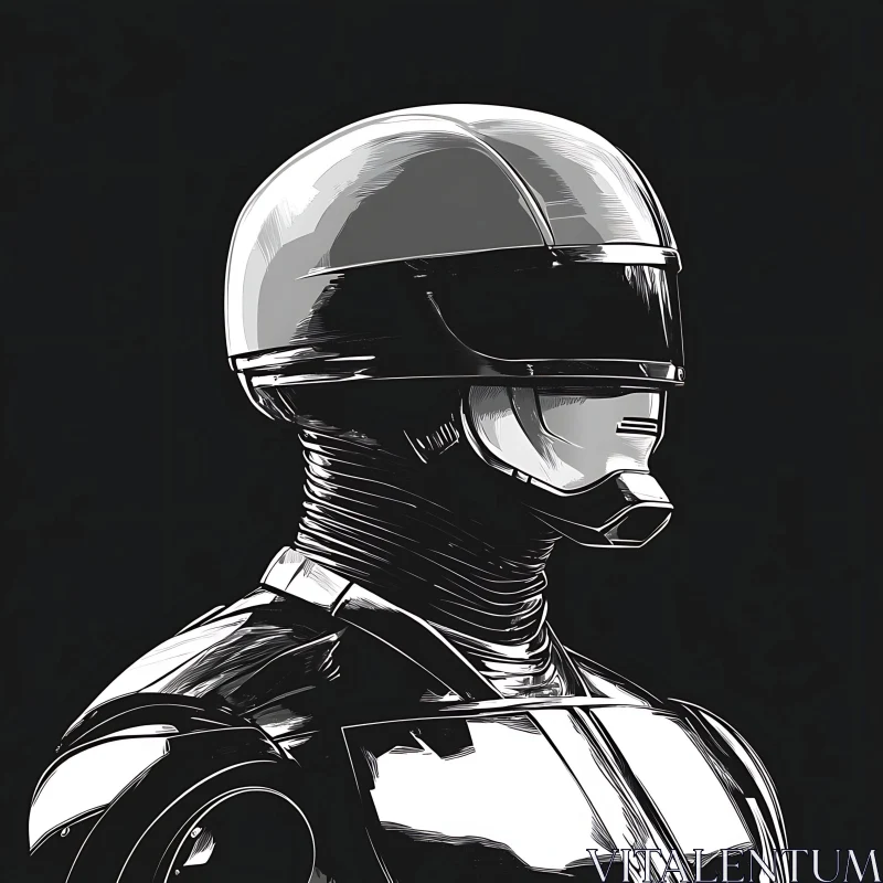 Futuristic Chrome-Plated Cyborg Profile AI Image