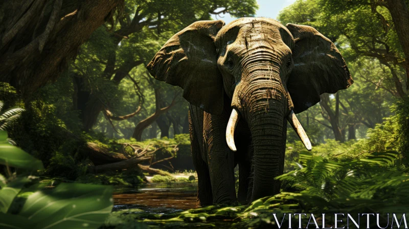 Elephant in Cryengine Style Jungle - Art of the Ivory Coast AI Image