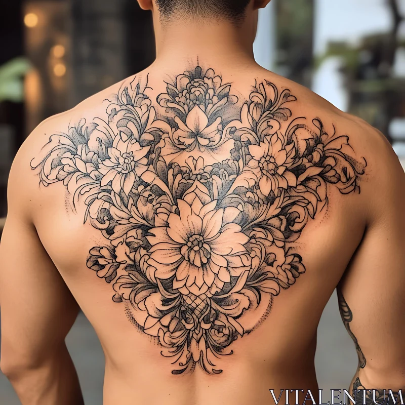 Artistic Floral Back Tattoo AI Image