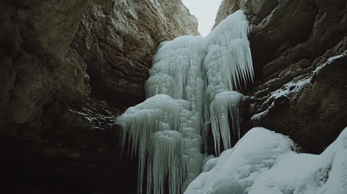 Frozen Icicles in a Wintery Cave