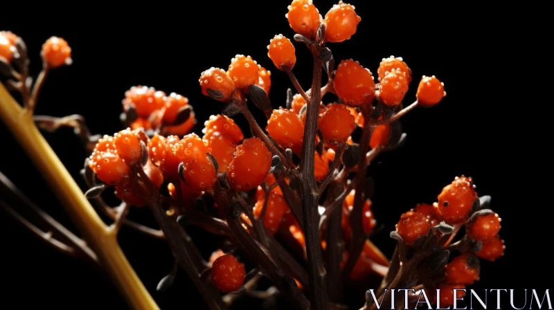 Luminescent Orange Flowers against Black Background AI Image