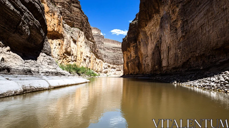 AI ART Breathtaking River Through Towering Canyon Cliffs