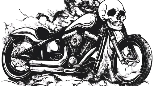 Motorbike with Skull Headlight Artwork