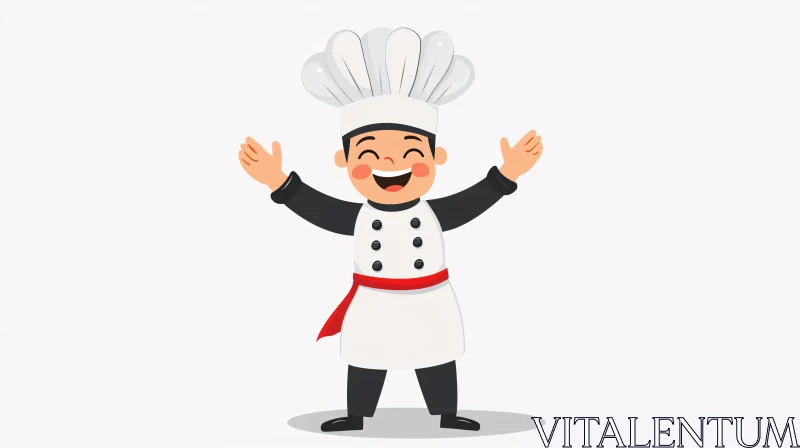 Happy Cartoon Chef Character in Uniform with Hat and Belt AI Image