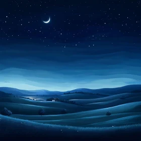 Starry Night Over Rolling Hills