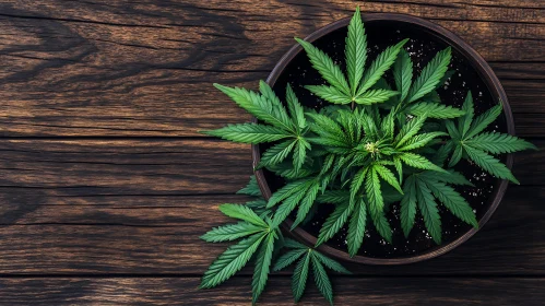 Green Plant on Wooden Surface