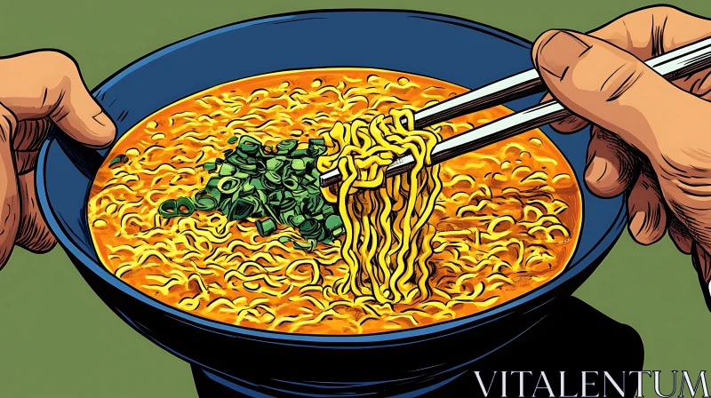 Delicious Ramen Soup with Green Onions AI Image