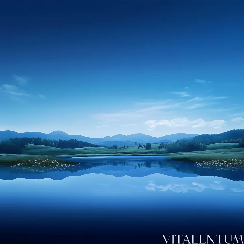 Peaceful Lake and Mountain View AI Image