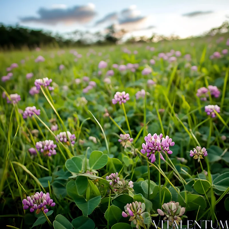 Wildflower Meadow with Purple Clover AI Image