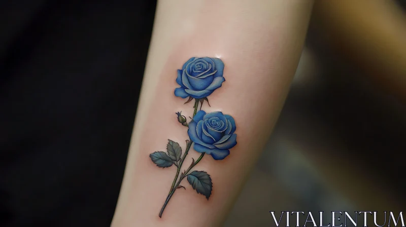 Realistic Blue Rose Tattoo Design AI Image