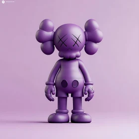 Stylized Purple Figurine on Purple Background