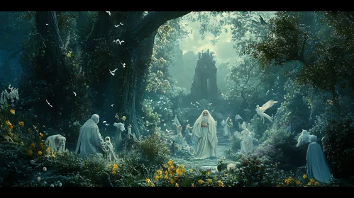 Angelic Assembly in Enchanted Woods