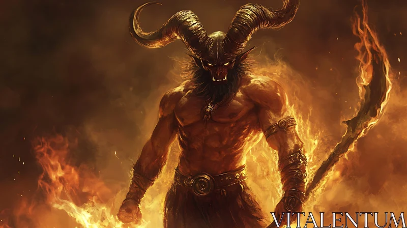 Demon in Flames: A Dark Fantasy Portrait AI Image